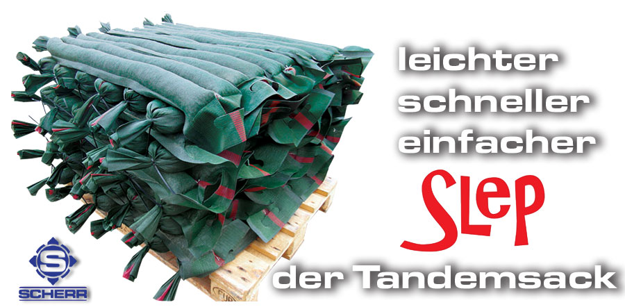 Silosack / Slep - Tandemsack Mit dem Slep - Tandemsack geschieht die Siloabeckung im Handumdrehen. Durch das einzigartige Zweikammersystem gewährleistet dieser eine sichere Siloabdeckung, bei einer einfachen Handhabung.