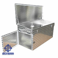 Deichselbox / Staubox aus Aluminium 870/410 x 485 x 460mm V-Form f