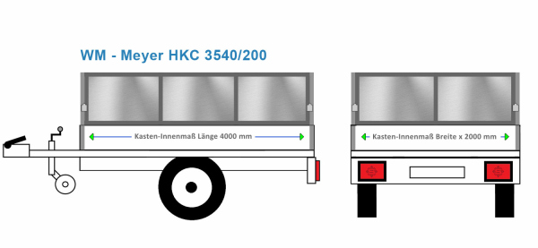 WM-Meyer Anhängeraufbau HKC 3540  - 200, 4000  x 2000 Bordwanderhöhung 60 cm BLECH verzinkt