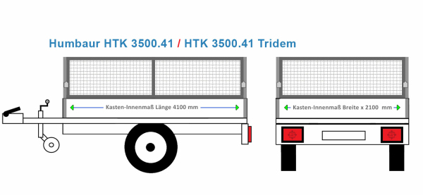 Humbaur Anhängeraufbau HTK 41, 4100 x 2100 Laubgitter 60 cm STAHL verzinkt