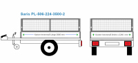 Saris Anhängeraufbau PL-506-224-3500-2, 5060  x 2240 Bordwanderhöhung 30 cm ALU