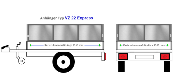 Blechbordwand Agados Anhängeraufbau VZ 22 Express 2555 x 1500