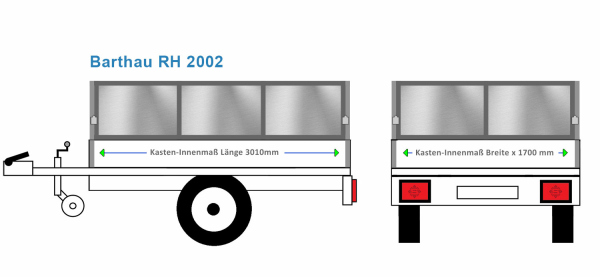 Blechbordwand Barthau Anhängeraufbau RH 2002, 3010 x 1700