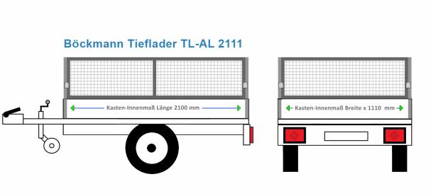 Laubgitter Böckmann Anhängeraufbau Tieflader TL-AL 2111, 2100 x 1110