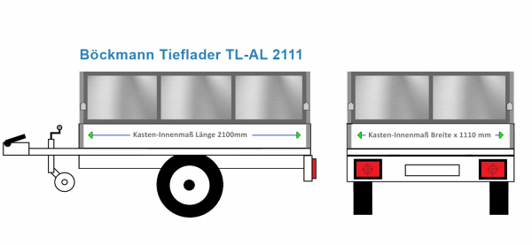 Blechbordwand Böckmann Anhängeraufbau Tieflader TL-AL 2111, 2100 x 1110