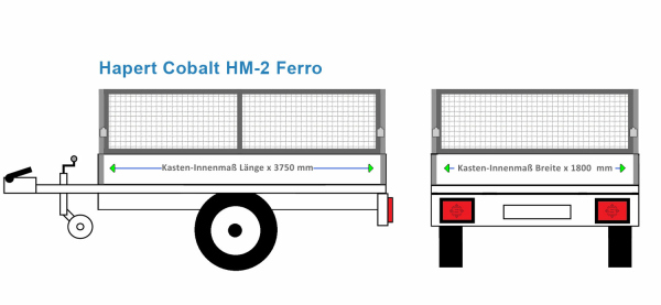 Laubgitter Hapert Anhängeraufbau Cobalt HM-2 Ferro, 3750 x 1800