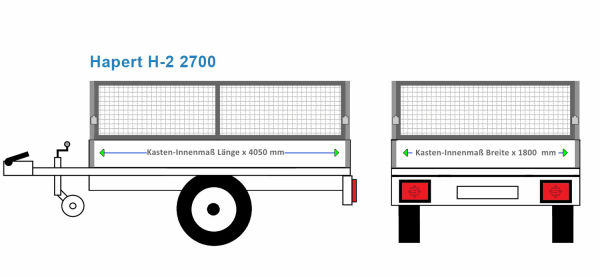 Laubgitter Hapert Anhängeraufbau H-2 2700, 4050 x 1800