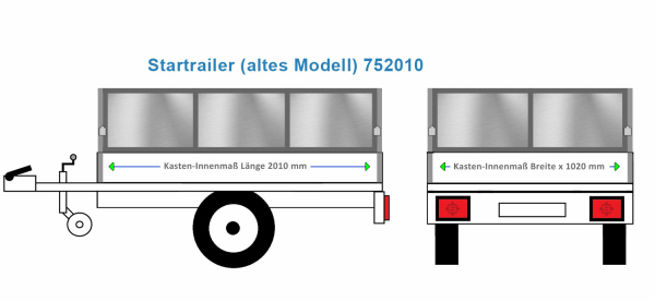 Blechbordwand 60 cm Humbaur Anhängeraufbau Startrailer (alt) 752010, 2010 x 1020