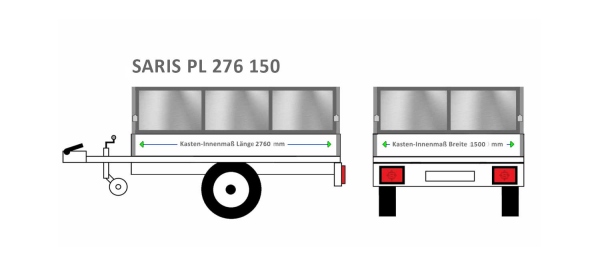 Blechbordwand Saris Anhängeraufbau PL 276 150, 2760  x 1500